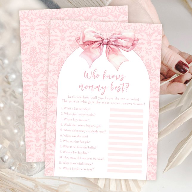 Invitación Pink Bow ¿Quién conoce a la mejor carta de juegos  (Subido por el creador)