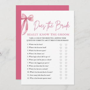 Invitación Pink Bow ¿Realmente Conoce La Novia El Juego Groom