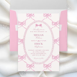 Invitación Pink bow ribbon wedding 