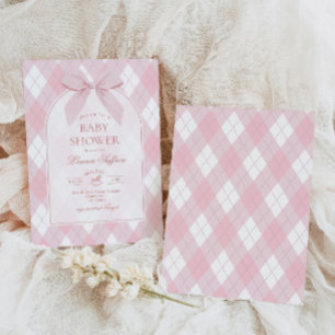Invitación Pink Bow Rocse Horse polo Vinatge Baby Shower