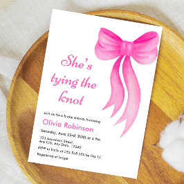 Invitación Pink Bow She's Tying the Knot Bridal Shower 