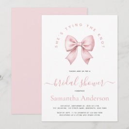 Invitación Pink Bow She's Tying the Knot Bridal Shower