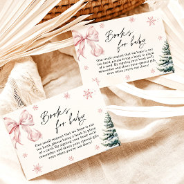 Invitación Pink Bow Snowflake Baby Shower Books para bebé con