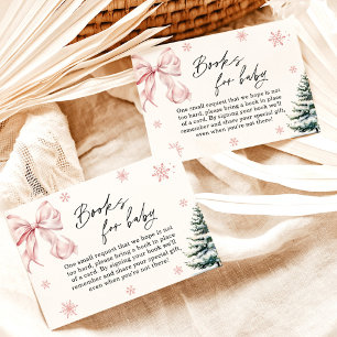 Invitación Pink Bow Snowflake Baby Shower Books para bebé con