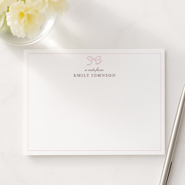 Invitación Pink Bow & Stripes a Note From Flat Note Card (Subido por el creador)