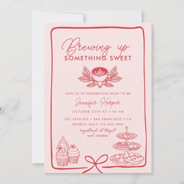 Invitación Pink Bow | Sweet Baby Shower (Anverso)