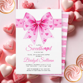 Invitación Pink Bow Sweetheart girl Valentine's Baby shower 