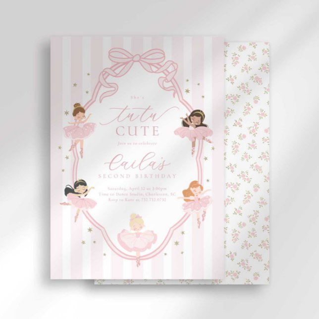 Invitación Pink Bow Tutu Cute Ballerina Birthday Invitation (Subido por el creador)