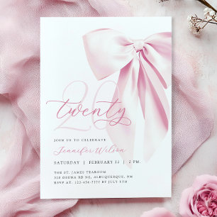 Invitación Pink Bow Twenty Cumpleaños