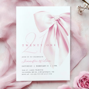 Invitación Pink Bow Twenty One Cumpleaños