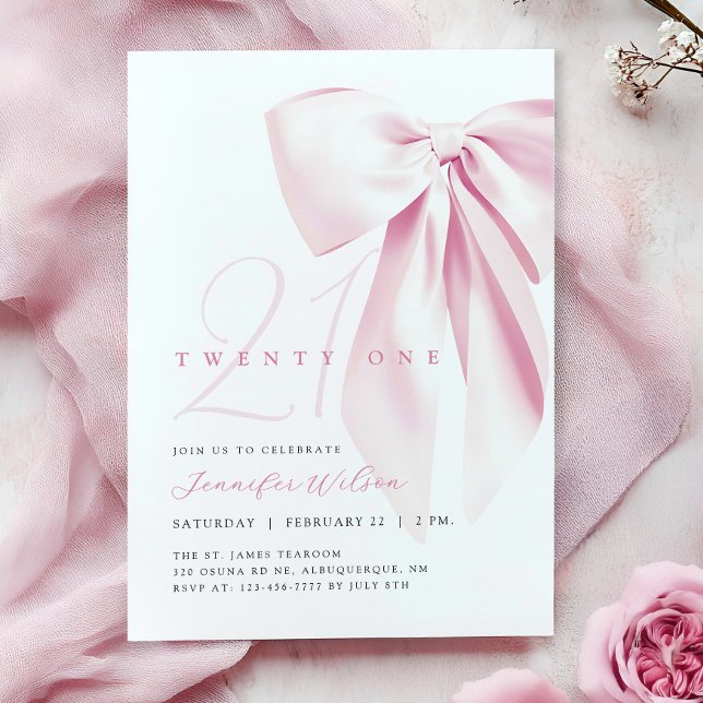 Invitación Pink Bow Twenty One Cumpleaños (Subido por el creador)