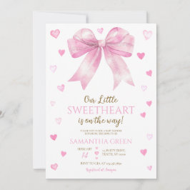 Invitación Pink Bow Valentine Baby Shower