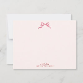 Invitación Pink Bow Valentine’s Day Note Card