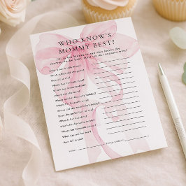Invitación Pink Bow Who Knows Mommy Best Baby Shower card