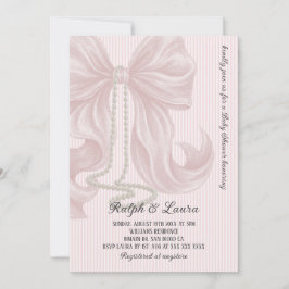 Invitación Pink Bow with Pearl Girl Baby Shower