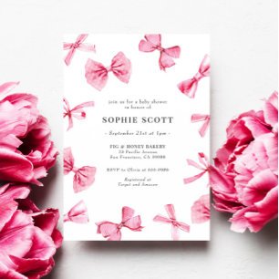 Invitación Pink Bows Baby Girl