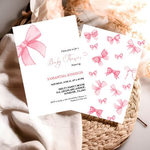 Invitación Pink Bows Baby Girl