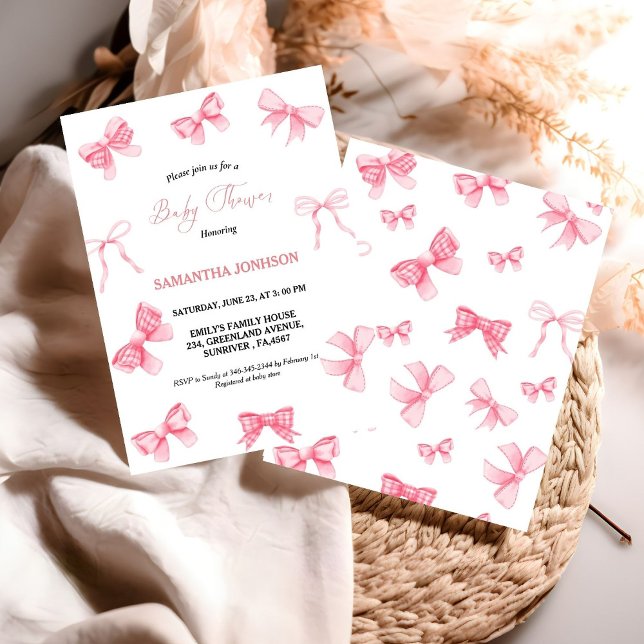 Invitación Pink Bows Baby Girl (Subido por el creador)