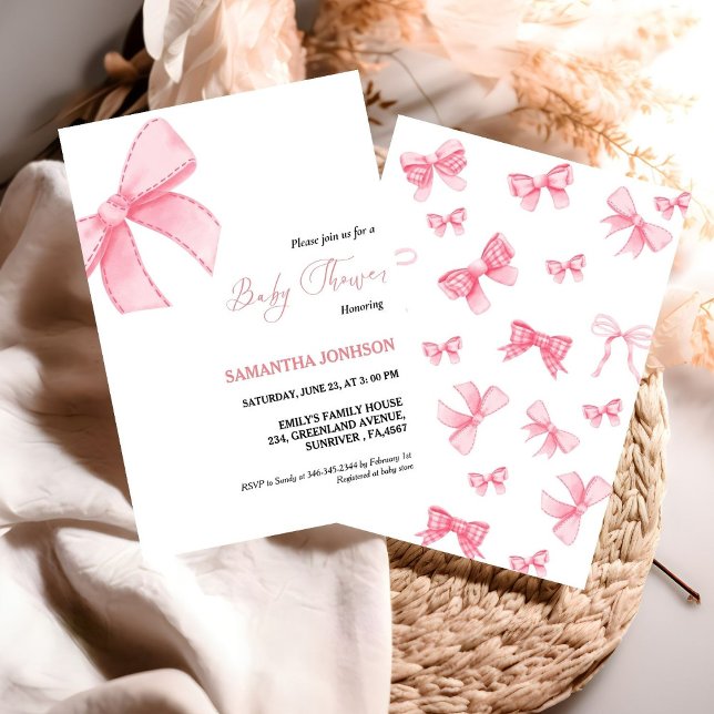 Invitación Pink Bows Baby Girl (Subido por el creador)