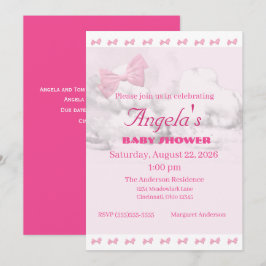 Invitación Pink Bows Baby Shower Invitation