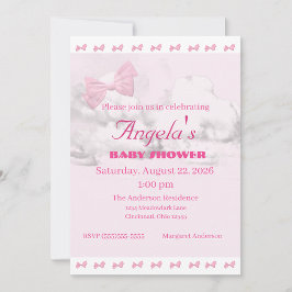 Invitación Pink Bows Baby Shower Invitation