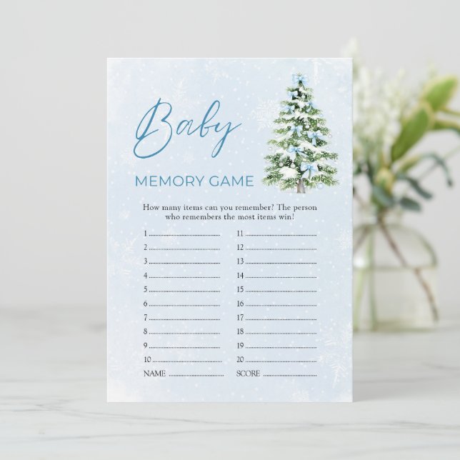 Invitación Pink Bows Christmas Baby Shower Baby Memory Game (Anverso de pie)