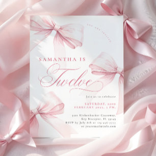 Invitación Pink Bows Doce Cumpleaños