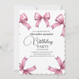 Invitación Pink Bows fiesta de cumpleaños de moda Chica
