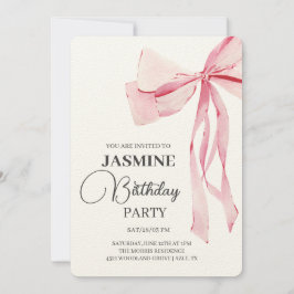 Invitación Pink Bows fiesta de cumpleaños de moda Chica