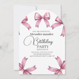 Invitación Pink Bows fiesta de cumpleaños de moda Chica