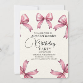 Invitación Pink Bows fiesta de cumpleaños de moda Chica