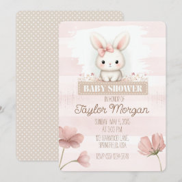 Invitación Pink Bunny Baby Shower Invitation