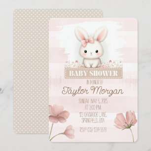 Invitación Pink Bunny Baby Shower Invitation