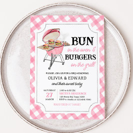 Invitación Pink Burger BBQ Baby Shower