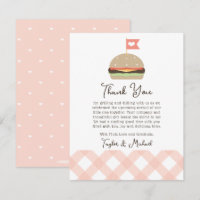 Pink Burger Couples BBQ Baby Shower Gracias Tarjet