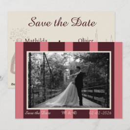 Invitación Pink & Burgundy Wide Stripe Invitation