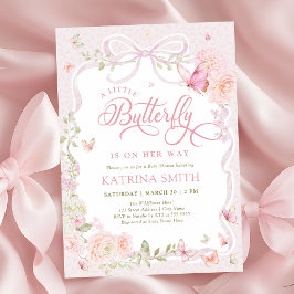 Invitación Pink Butterfly Baby Girl Baby Shower