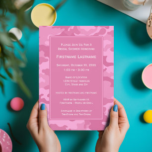 Invitación Pink Camo Bridal Shower o Engagement Party