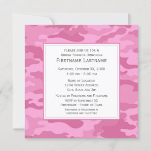 Invitación Pink Camo Bridal Shower o Engagement Party