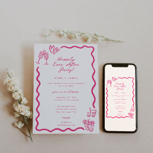 Invitación Pink caprichoso bosquejado feliz siempre después d