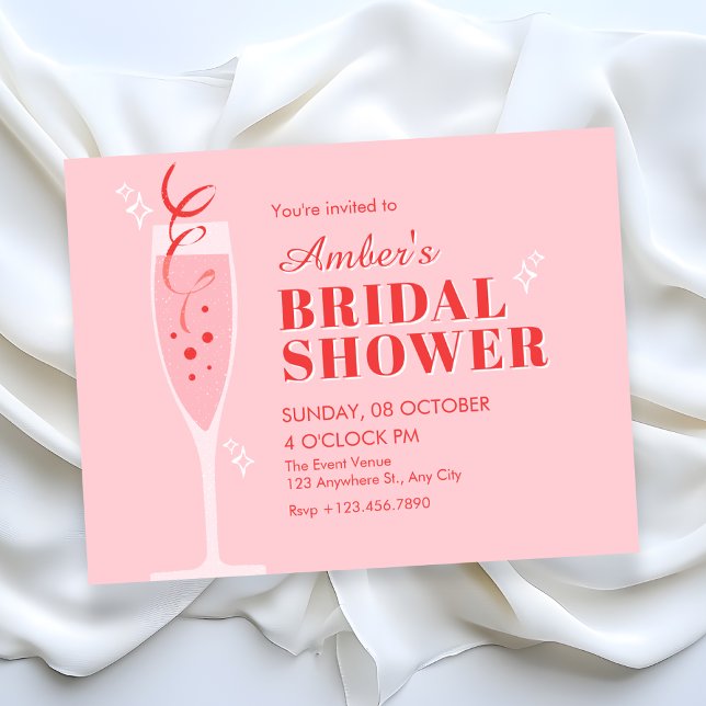Invitación Pink champagne cocktail bridal shower (Subido por el creador)