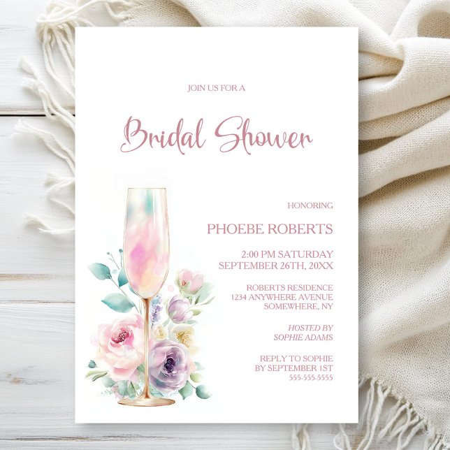 Invitación Pink Champagne Floral Bridal Shower (Subido por el creador)