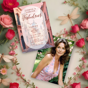 Invitación Pink Charming Ancient Cityscape Oval Translucent