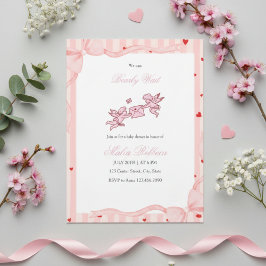 Invitación  Pink Cherub Bearly Wait Baby Shower Invitation