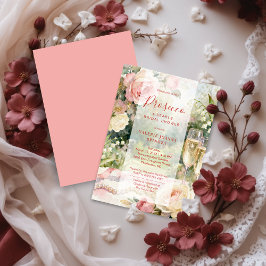 Invitación Pink Chic Prosecco & Pearls Glitter Bridal Shower