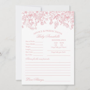 Invitación Pink Chinoiserie Consejo Floral para bebés con tar