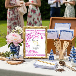 Invitación Pink Chinoiserie Recipe Cards Here Sign