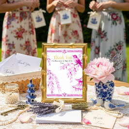 Invitación Pink Chinoiserie "Thank You"   Sign