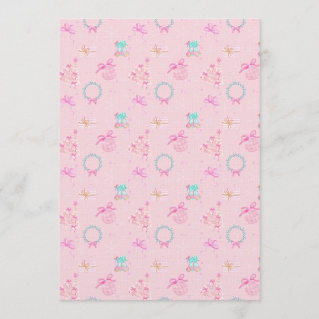 Invitación Pink Christmas Coquette Bow Seamless Pattern (Anverso)