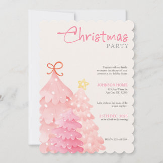 Invitación Pink Christmas Tree Christmas Party Invitation